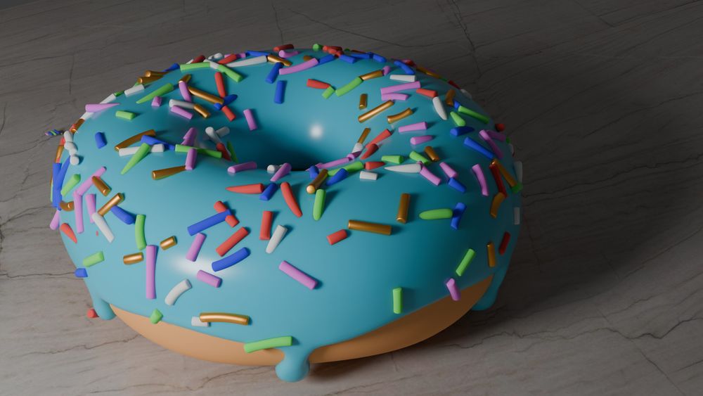 3D blue donut with sprinkles