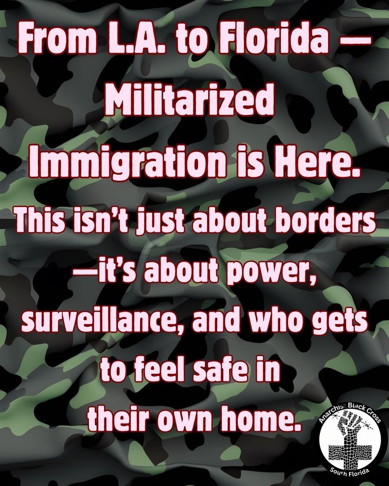 from LA to florida - militarized immigration is here. 
this isn't just about borders - it's about power, surveillance, and who gets to feel safe in their own home.
