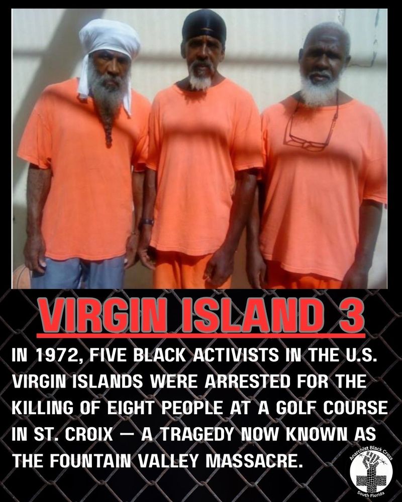 VIRGIN ISLAND 3
in 1972, five black activists in the US virgin islands were arrested for the killing of eight people at a golf course in st croix - a tragedy now known as the fountain valley massacre 