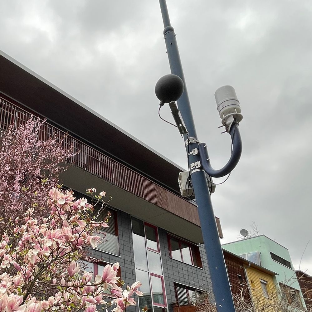 Weather station part of the Freiburg Sensor Network to monitor outdoor thermal comfort - Here in the neighbourhood of Vauban in Freiburg, Germany.