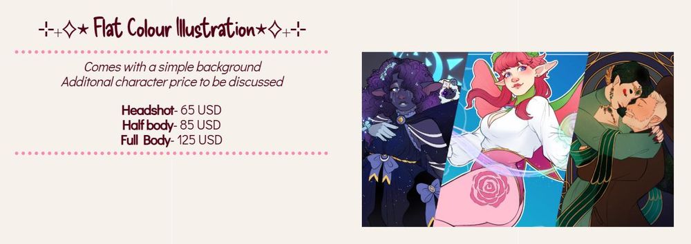 example and pricing of flat colour commission