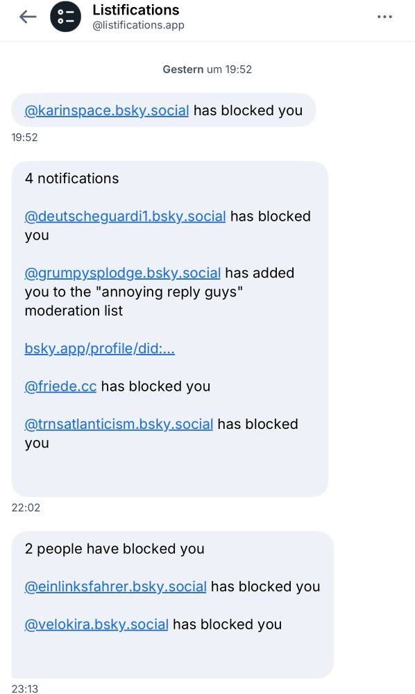 Screenshot einer „Blockwelle“ weil ich im Kontext der geröteten Zwölfjährigen um Zurückhaltung werbe. 