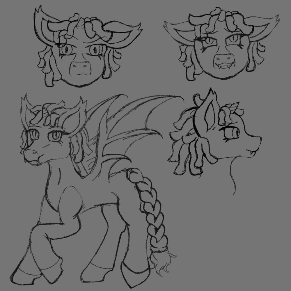 Bat pony that is part unicorn but can't use magic. They have no cutie mark 