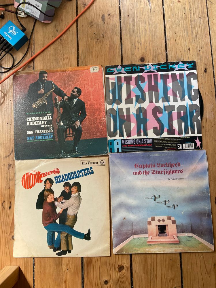 A selection of records by Cannonball Adderley, Gwen Dickey, The Monkees & Robert Calvert. A £1 for this lot 