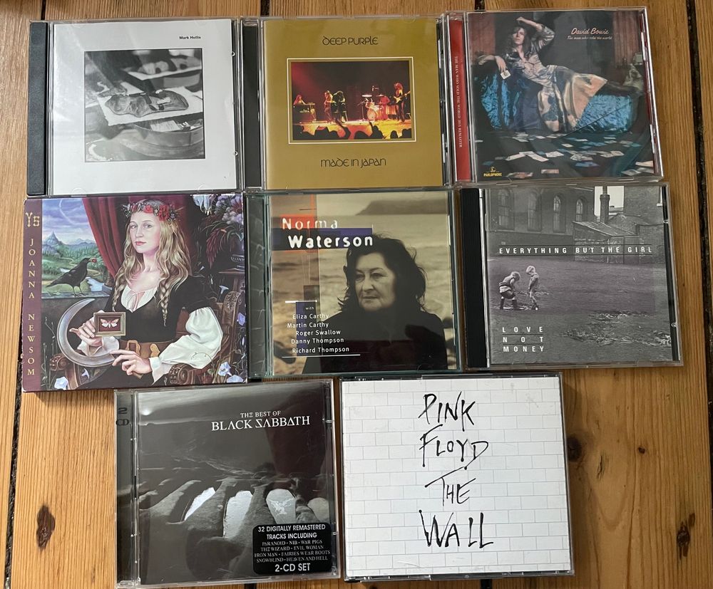 CDs by Mark Hollis, Deep Purple, Bowie, Joanna Newsom, Norma Waterson, Everything but the Girl, Black Sabbath & Pink Floyd