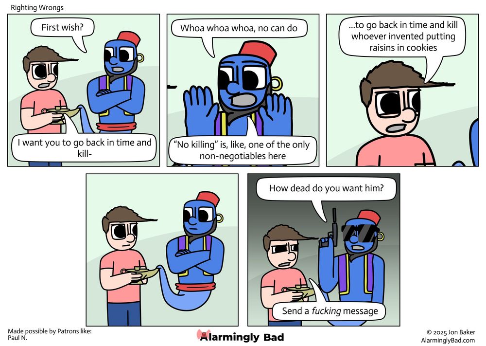 Alarmingly Bad comic where a man rights some wrongs