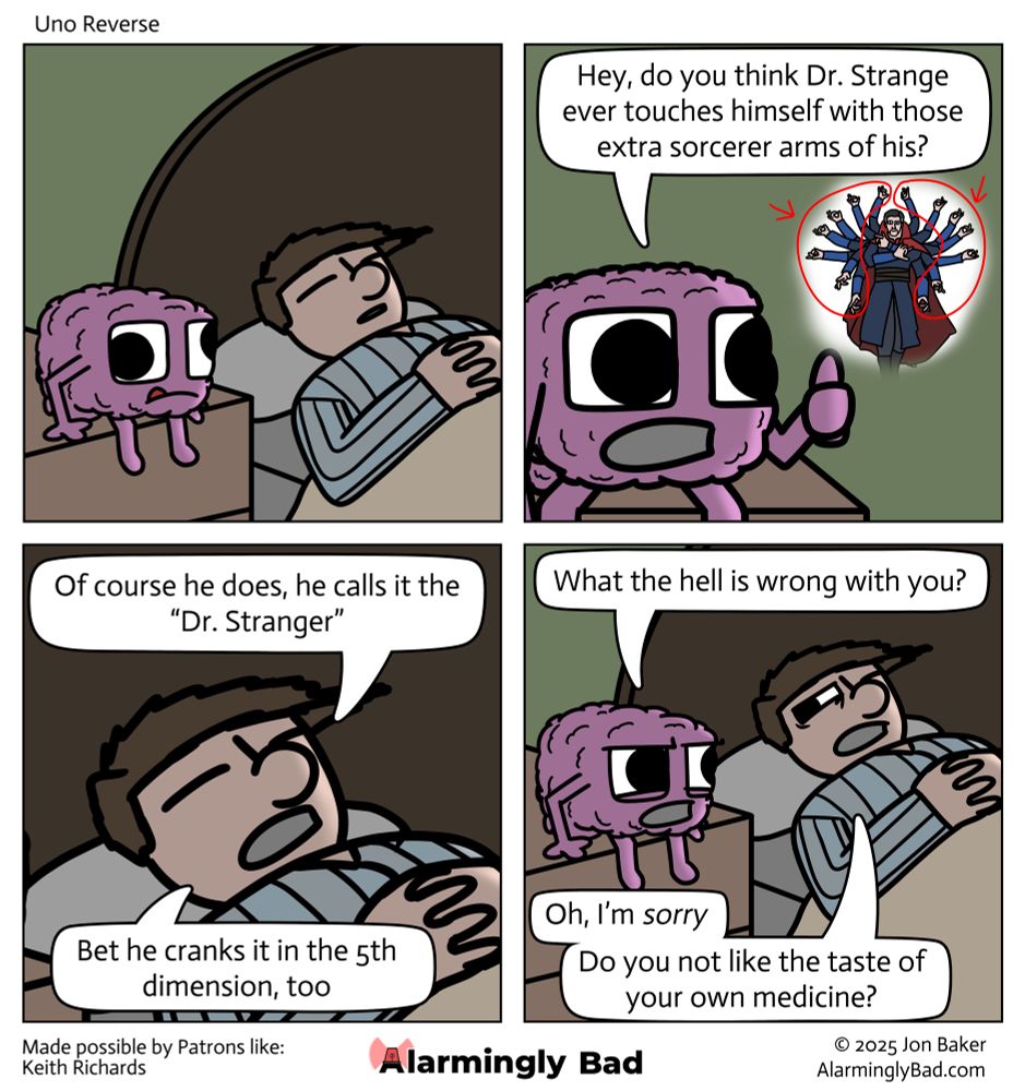 Alarmingly Bad comic where a man’s brain won’t shut off ever