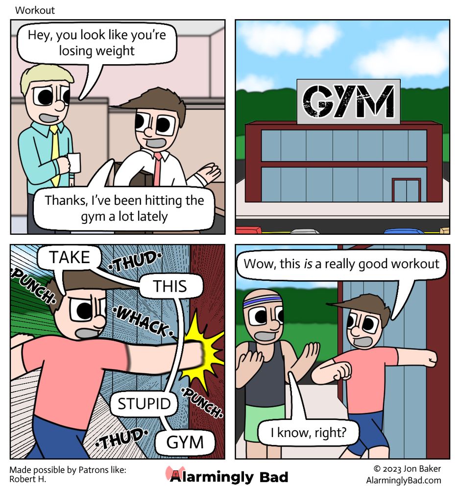 Alarmingly Bad comic about a man hitting the gym