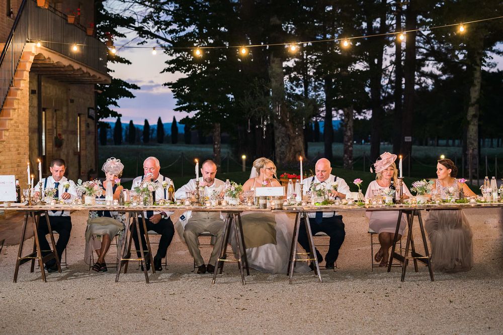 Wedding reception head table in Tuscany, Italy 