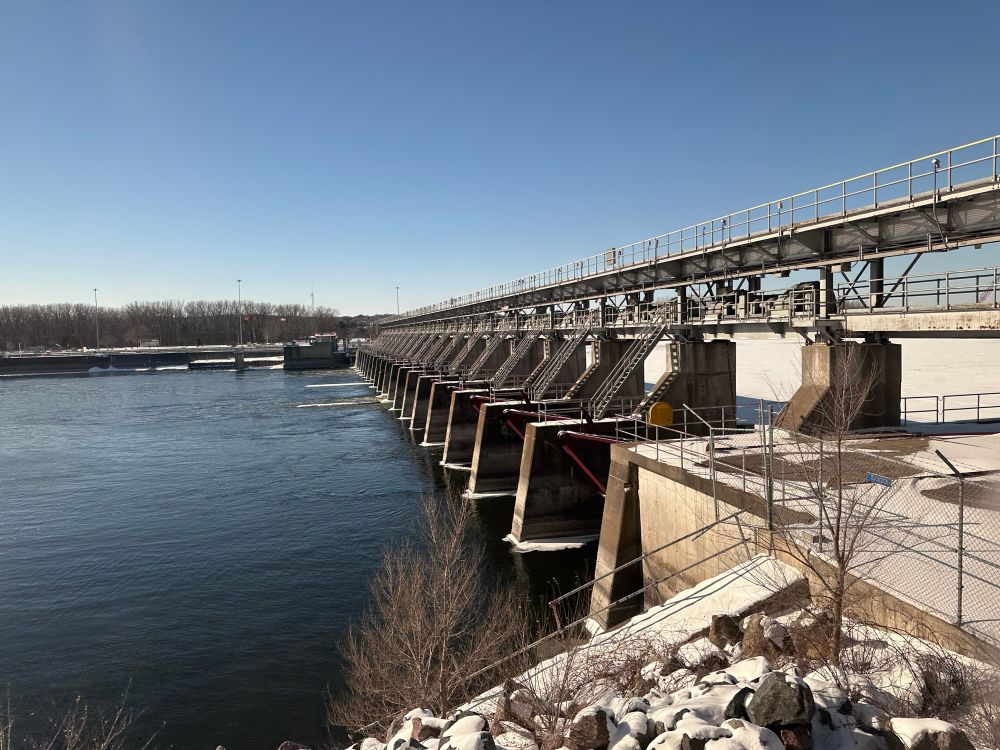 Lock and dam on the Mississippi River near Hastings, Minnesota