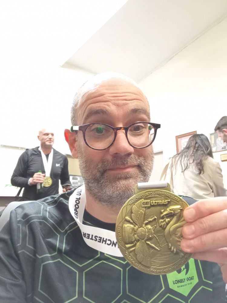 Me, that afternoon, with gold medal meaning that I finished in top 200.