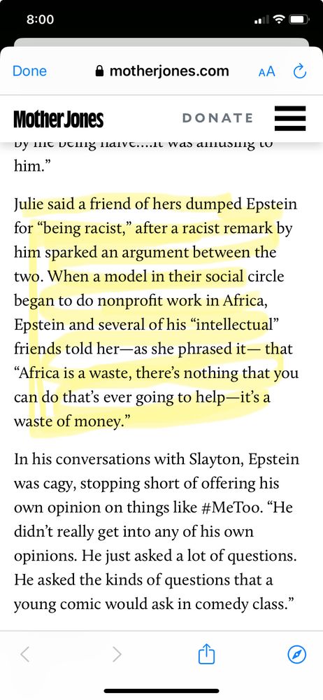 Notes from Epstein story. 
