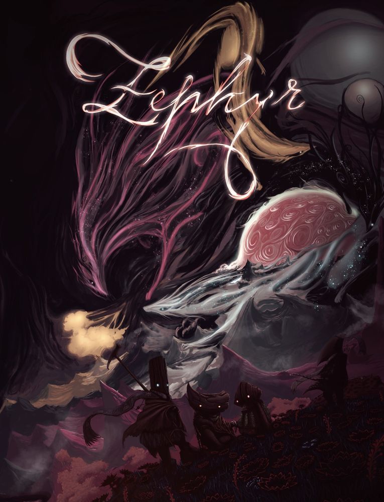 Zephyr cover showing Ophoi and four windfolk overlooking its four grand plaques lighter