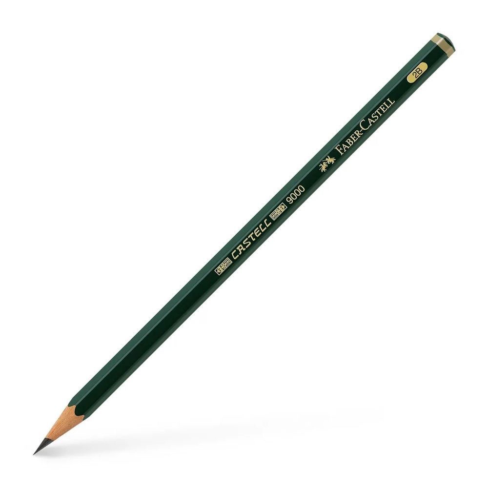 A Faber-Castell pencil with hardness of 2B.