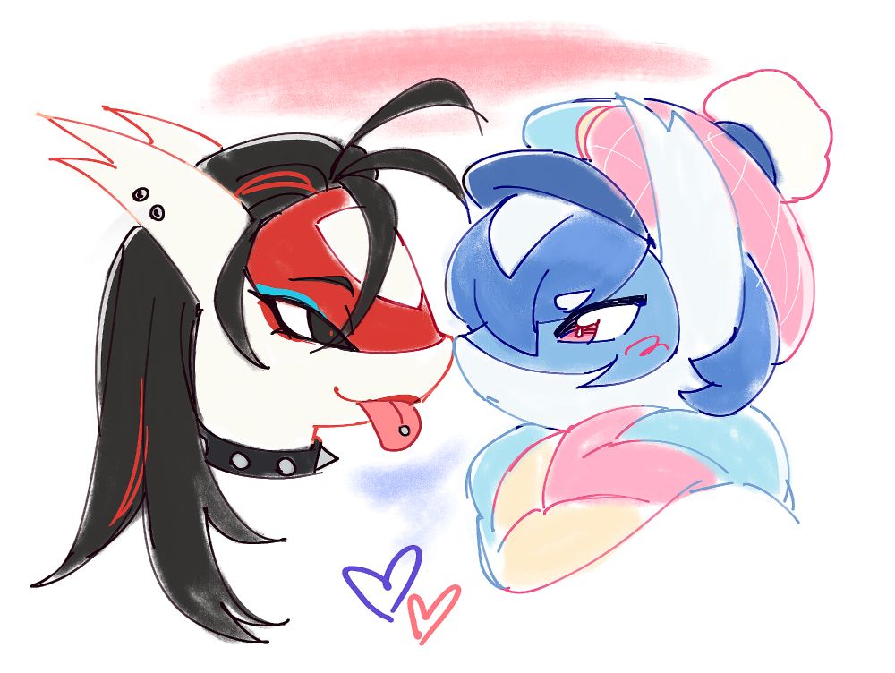 anthro latias and latios touching their noses together