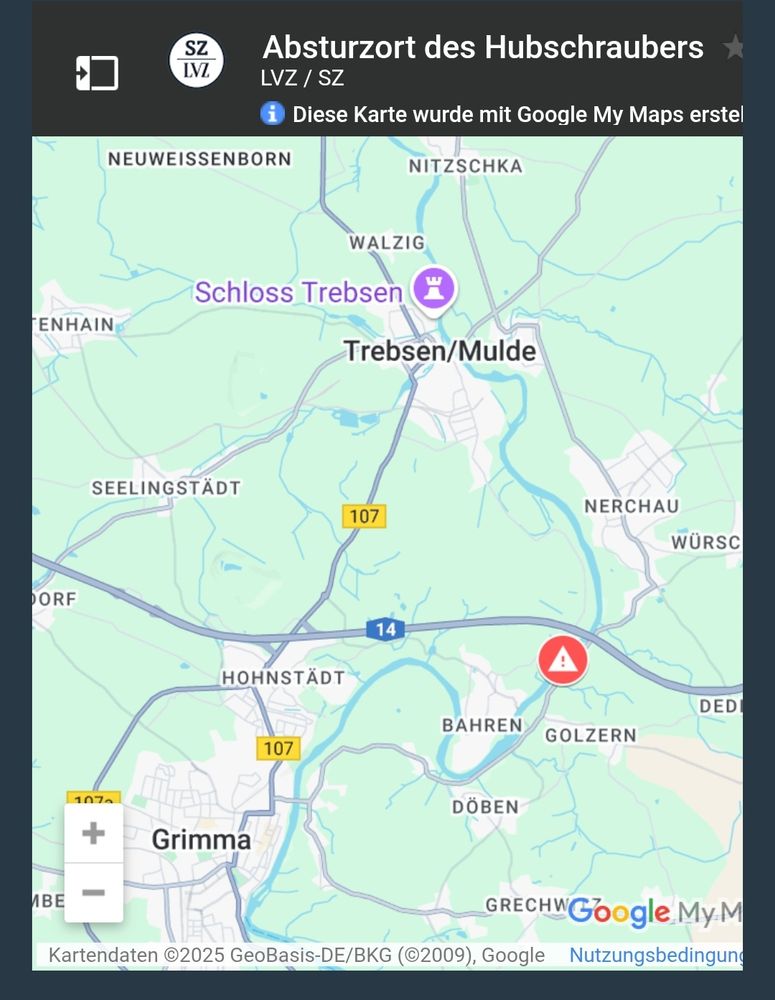 Karte des Absturzortes.
