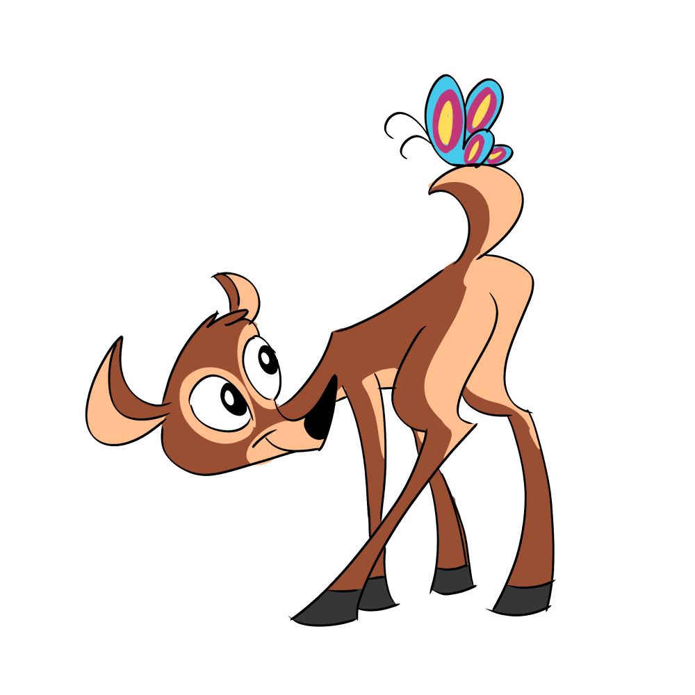 Veadinho tipo o Bambi com uma borboleta no rabo