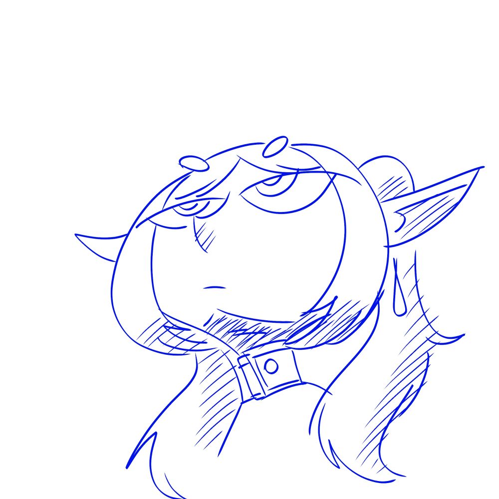 Rascunho da Frieren olhando pra cima, ângulo de baixo