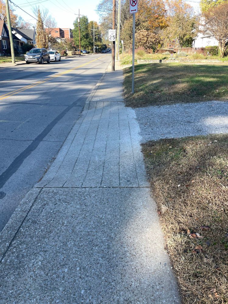 A curb cut with no buffer.