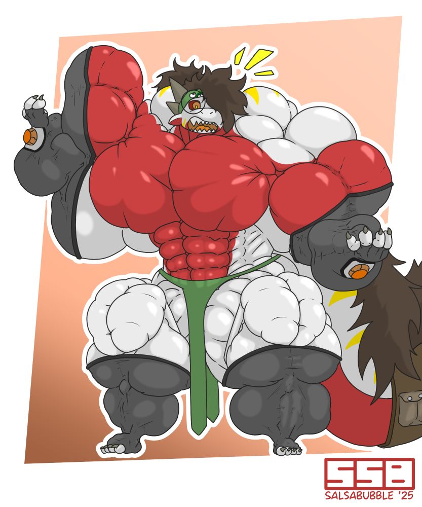 Sal, usually a many-multitonnes of mass Dragon, seems to have been shrunk by snazzy compression gamersocks and stockings, and he seems rather hyped about it! Hide your snacks, people, Derg has gained so much more mobility now that he's not a ~20ft megalith of muscle mass!