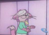 a blurry screencap of Choo-Choo from Top Cat edited into Melody from Super Lesbian Animal RPG