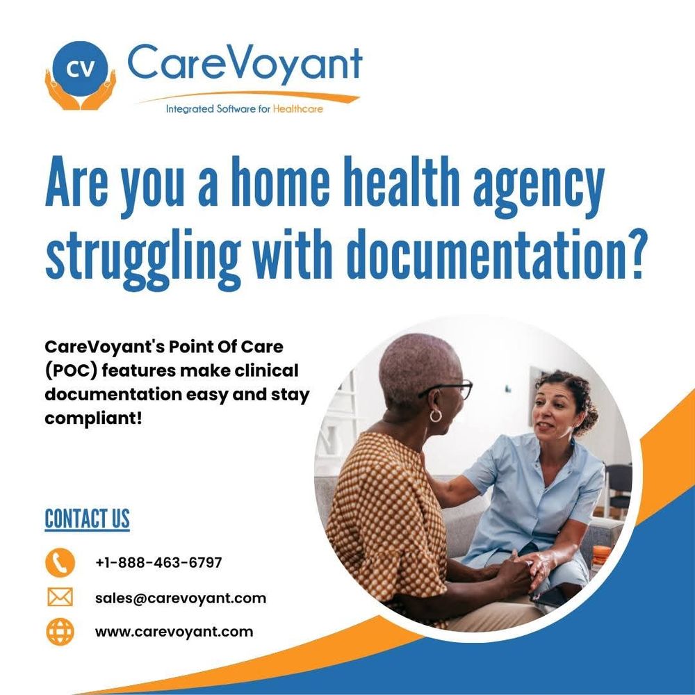 Are you a home health agency struggling with documentation? CareVoyant's #PointOfCare features make clinical documentation easy and stay compliant! 🏡📊 #HomeHealthCare #POC https://www.carevoyant.com/home-healthcare-software