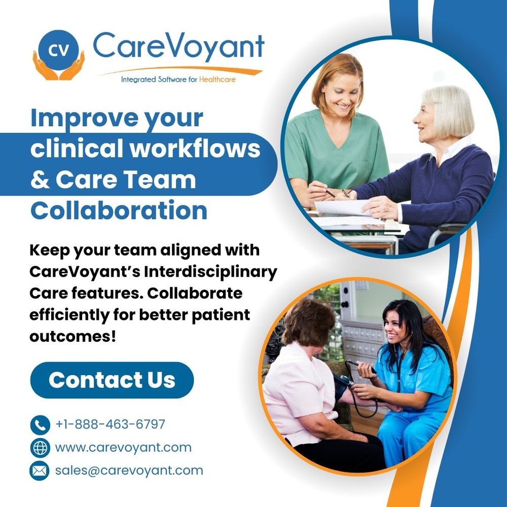 Improve your clinical workflows and keep your team aligned with CareVoyant’s #InterdisciplinaryCare features. Collaborate efficiently for better patient outcomes! 📊🤝 #CareTeamCollaboration https://www.carevoyant.com/home-healthcare-software 