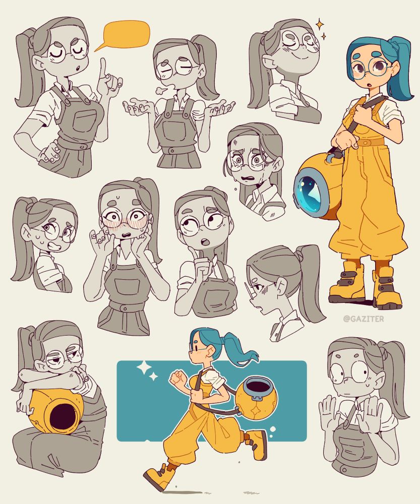 A sheet with different poses and expressions of my OC Sofia