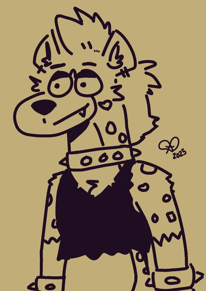 A doodle of anthro hyena, Aeolia, with a new look. That being a longer neck, natural hair color, and differently styled mane.