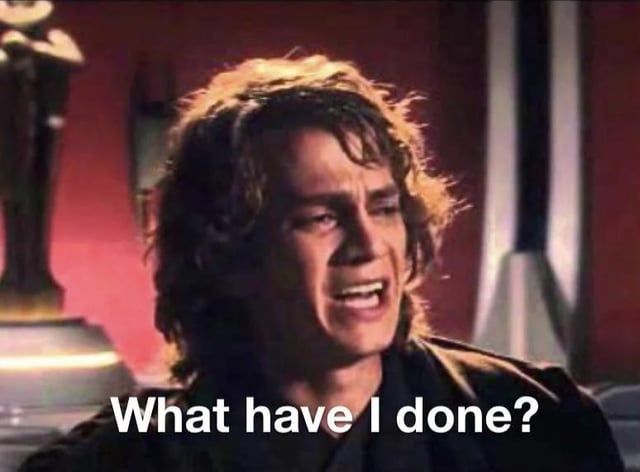 anikin from star wars saying "what have i done"