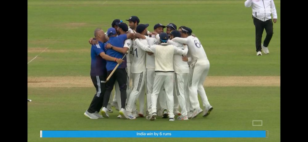 Sky Sports: India win the 5th Test by six runs, tiring the series at 2-2, means by that Chris Woakes can finally go to hospital.