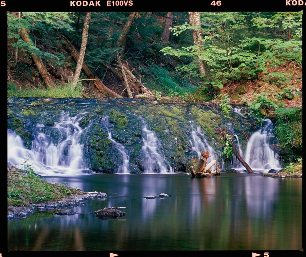 July 2012

A late-day/early-evening view showing Greenstone Falls, of the Porcupine Mountains, tucked down inside the Little Carp River valley under drought conditions.

📷: Mamiya RZ67
⚪️: Mamiya 180mm f/4.5 Sekor-Z
🎞: Kodak E100VS Color Transparency Film (discontinued)
Filters: Cokin Polarizing Filter & 1-stop Grad. ND