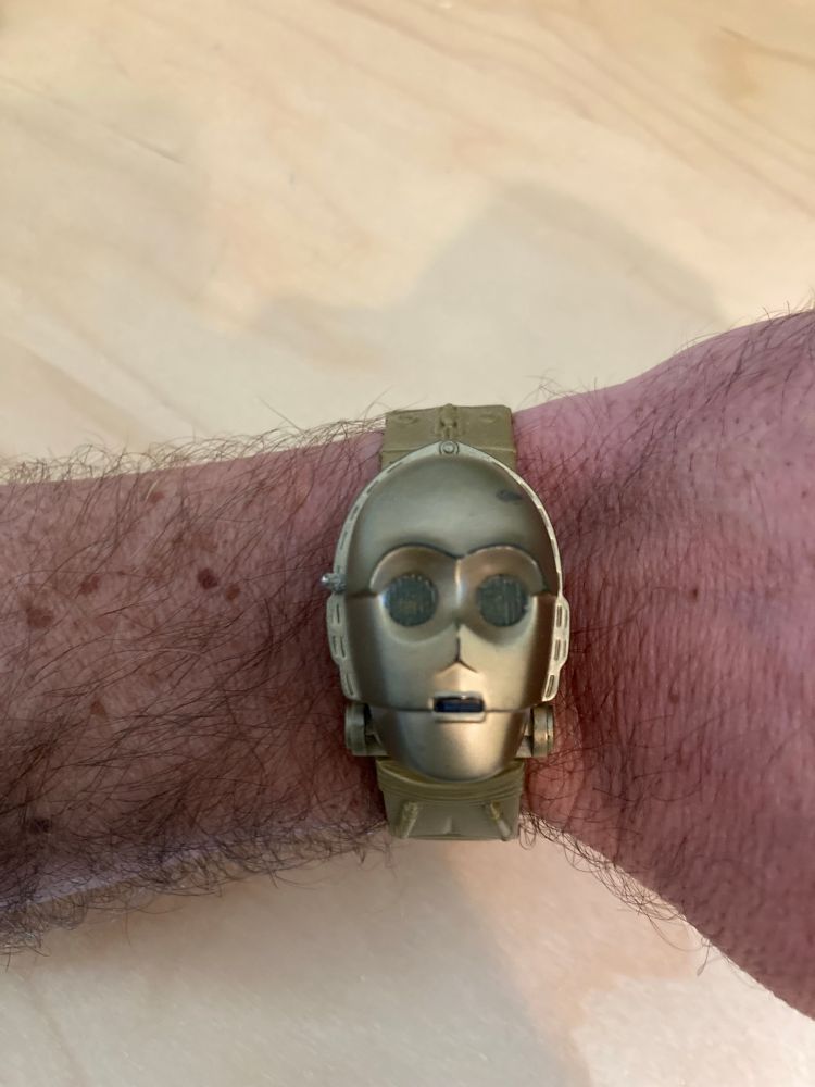 photo of old C-3PO watch on wrist