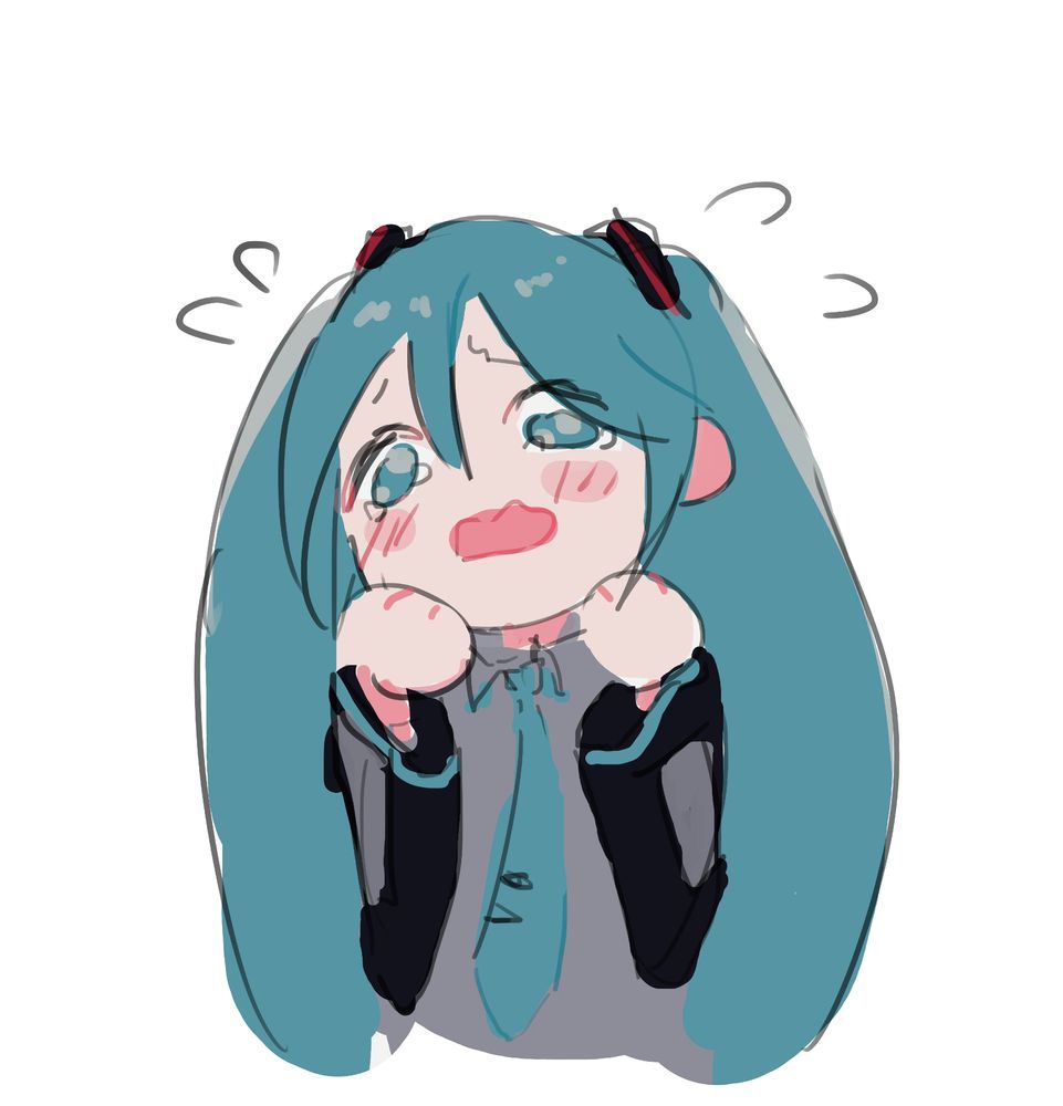 Doodle of Hatsune Miku being pathetic and whiny.