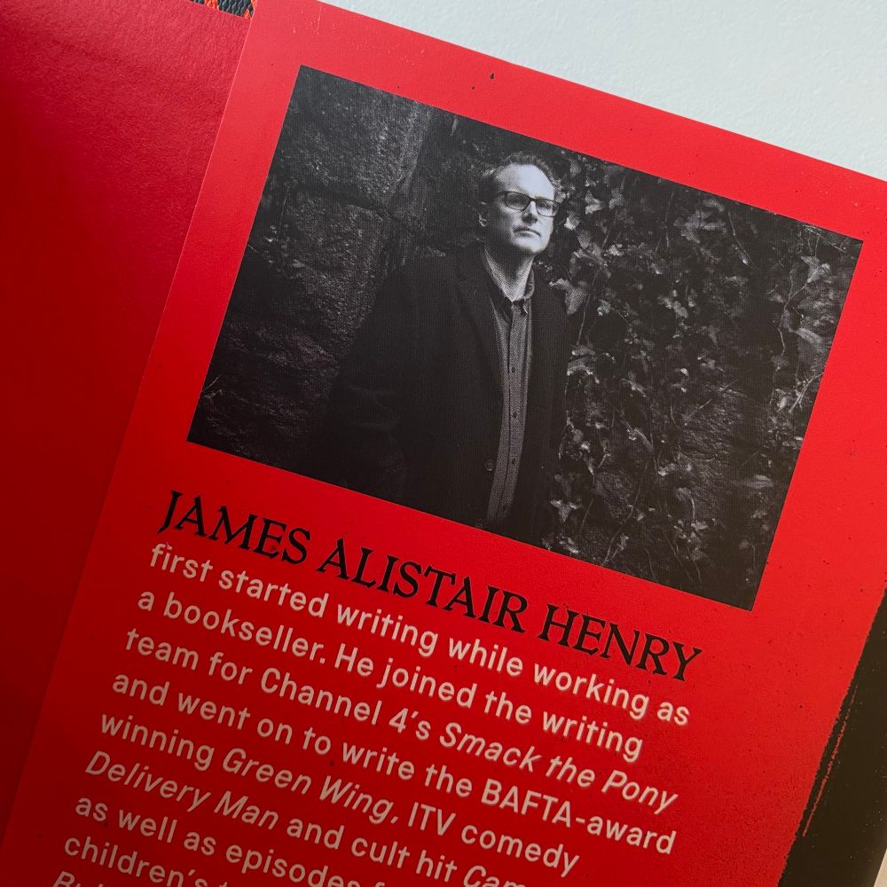 Close up of book jacket of the new novel ‘Pagans’ by James Alistair Henry