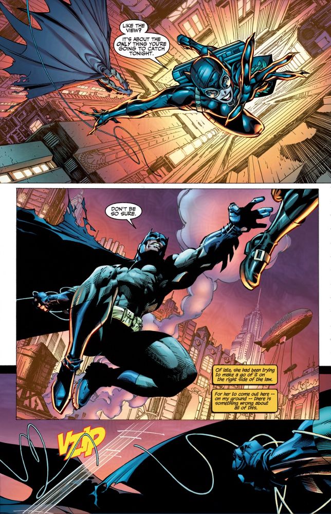 Batman continues the chase - but his grappling hook fails him
