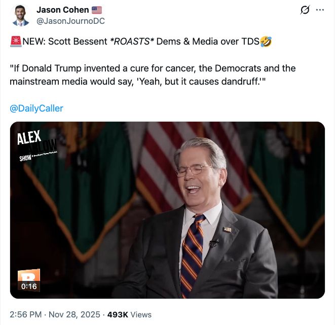 "If Donald Trump invented a cure for cancer, the Democrats and the mainstream media would say, 'Yeah, but it causes dandruff.'"