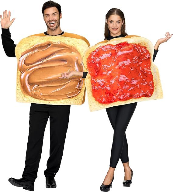 Adult Peanut Butter & Jelly Sandwich matching Halloween costumes