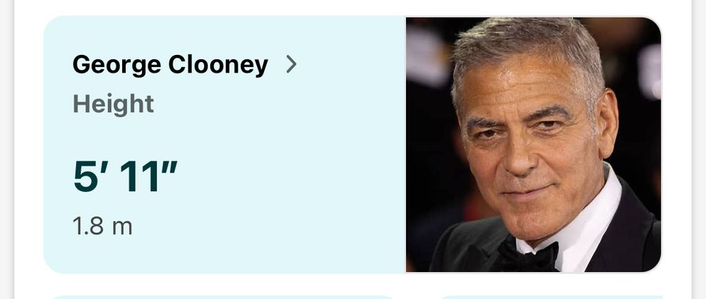 Graphic showing George Clooney is 5’11”