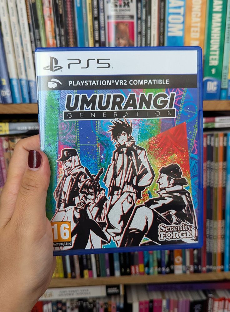 Photo of my hand holding a PS5 copy of Umurangi Generation which is also the PSVR version as well.