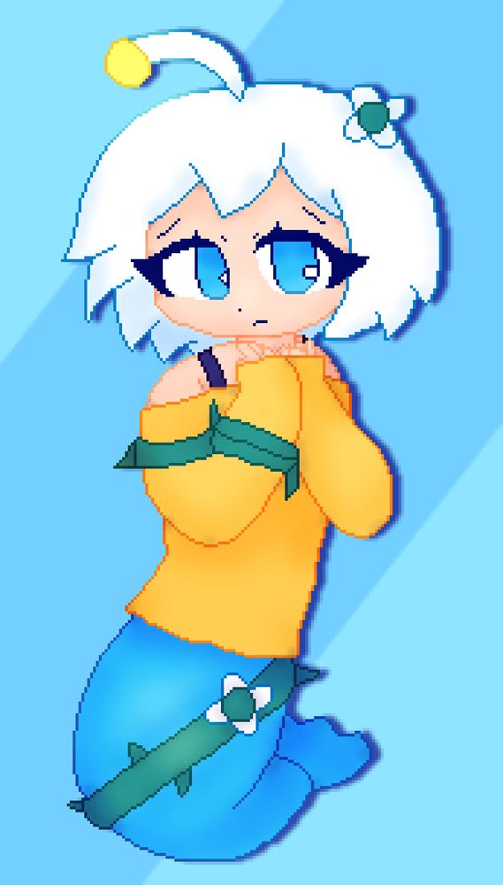 My lil goober: Mono, wearing a cropped sweater