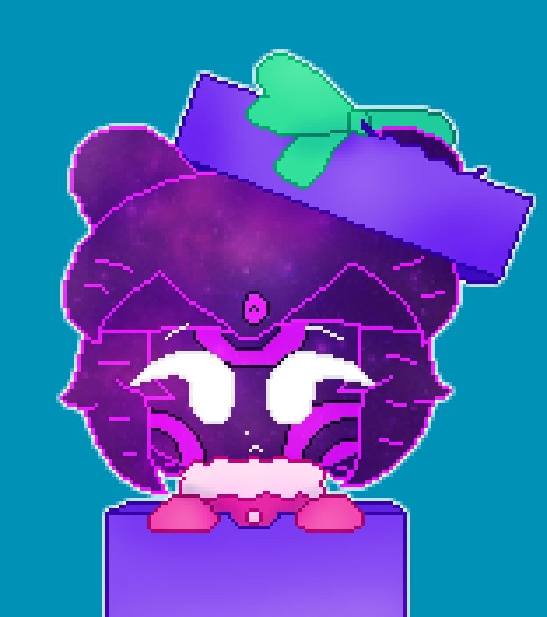 Latz, wearing a Santa style costume hiding in a present box. The top of the box is broken and one of their ears is sticking out of it.