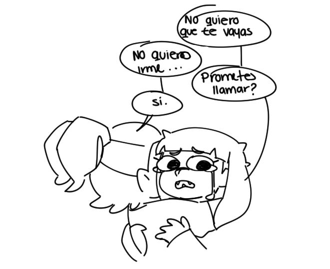 Two inklings hugging, the girl says "I don't wan't you to leave", he says "i don't wan't to go". She asks if he will call her and he says yes.  (Im sorry for my bad english it's my second lenguage)
