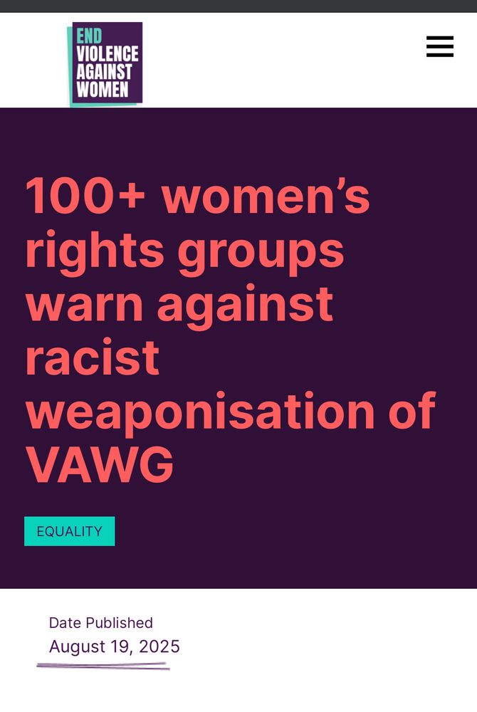 Screen shot from the end violence against women coalition decrying racist weaponisation of sexual violence