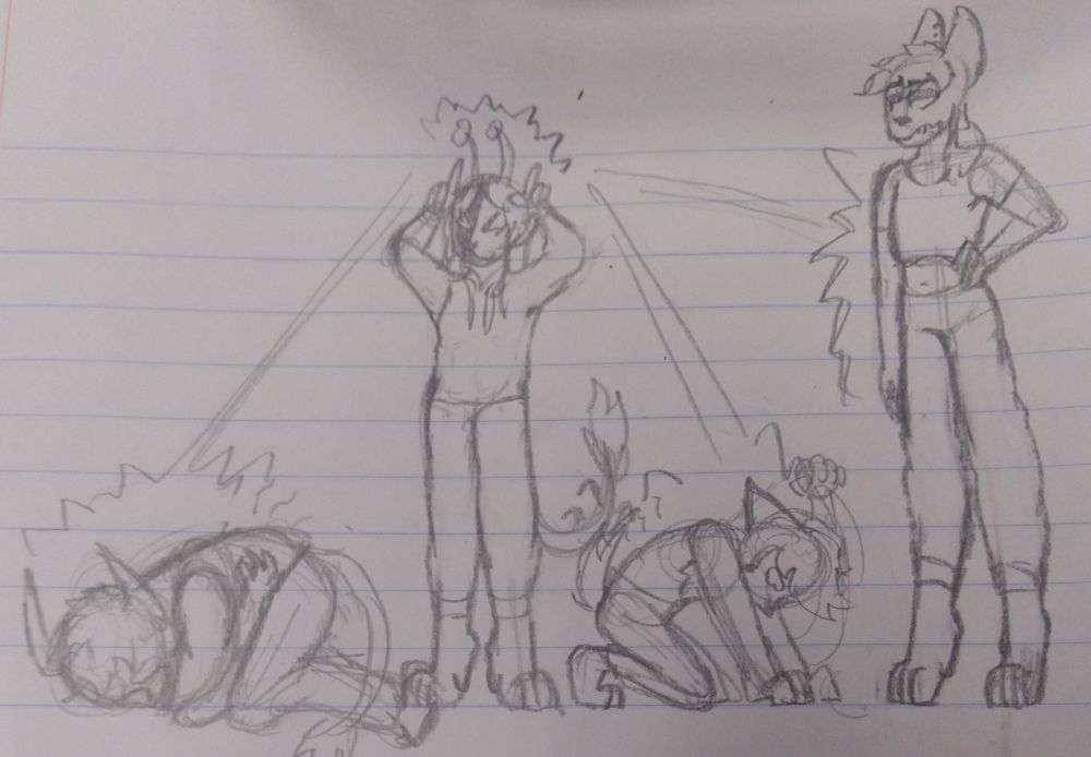 First guy on ground: Rod
Second guy on ground: Clyde
Guy standing up: Cinder