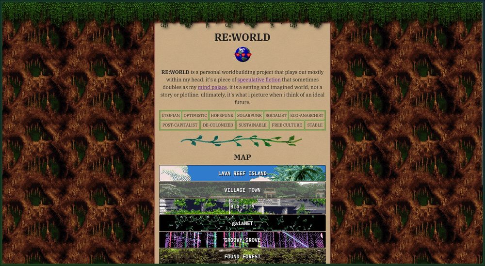 a screenshot of a webpage explaining a fictional world.