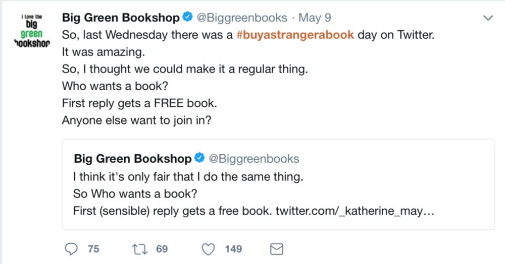 An independent bookshop is letting strangers buy each other books via Twitter