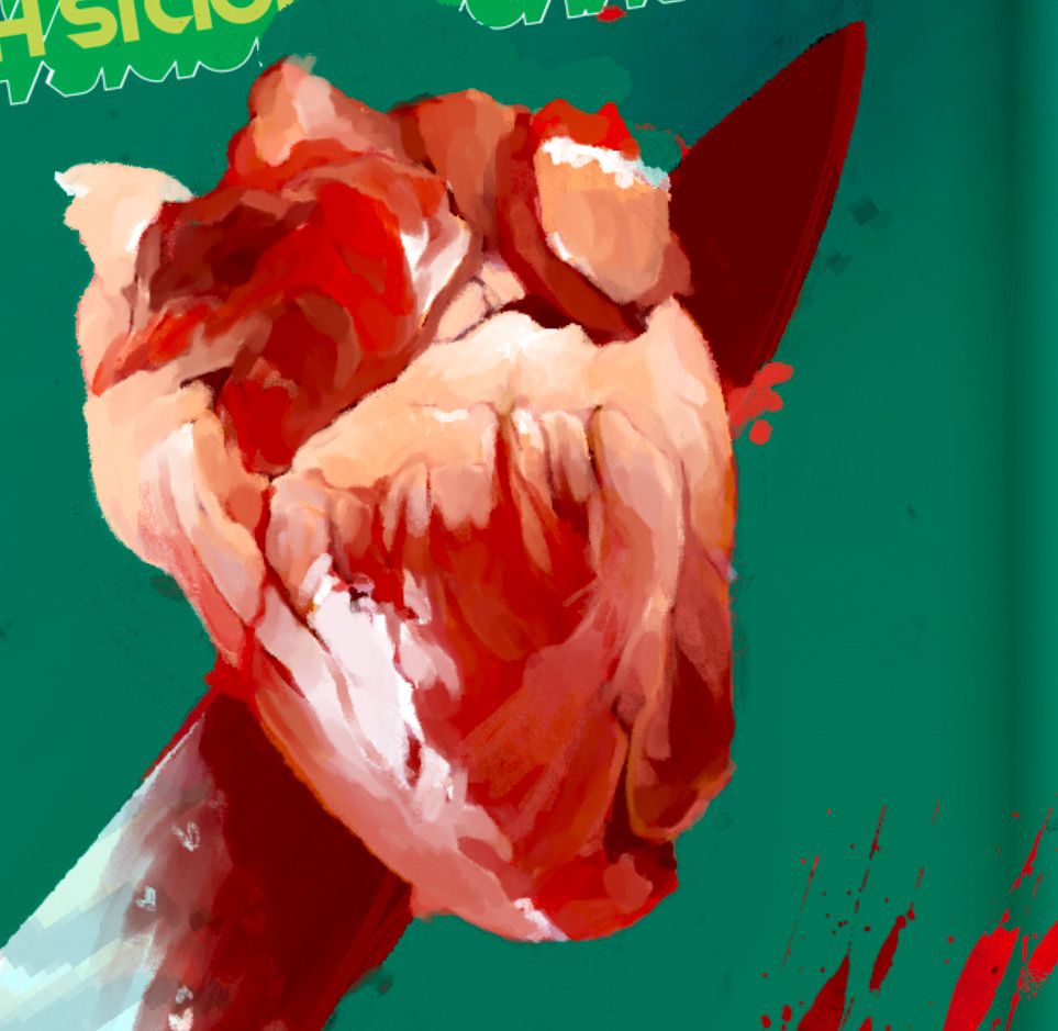 Heart on a bloody knife