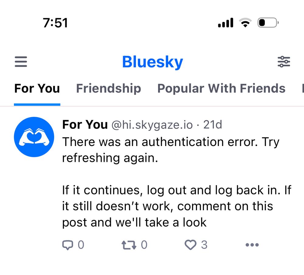 There was an authentication error. Try refreshing again.