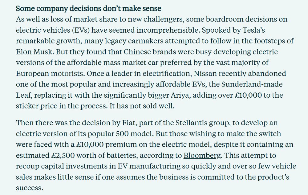 Screenshot of the article, entitled "Some company decisions don't make sense".